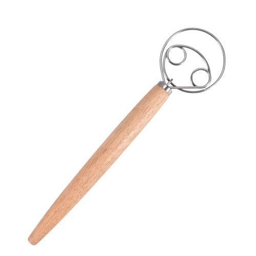 Danish Dough Whisk, 13Inch Dough Whisk Bread Making Tools Kitchen Accessories Stainless Steel Hand Bread Dough Mixer with Wooden Handle for Pastry, Baking Cake, Dessert, Sourdough, Pizza