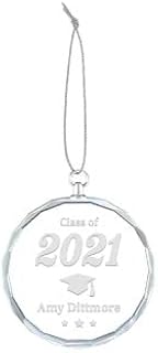 Personalized Name Christmas Ornaments | Personalized Ornaments | Custom Christmas Ornament | Personalized Glitter Ornament | (Custom Engraved Class of 2021 Round Ornament)