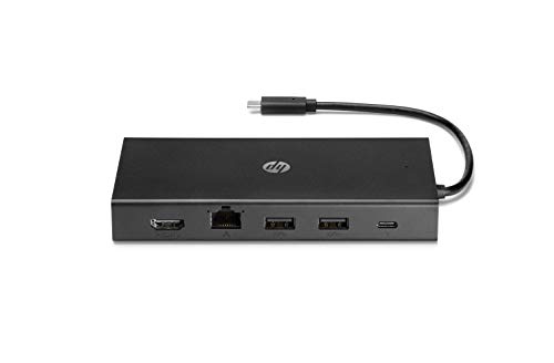 Image of HP Travel USB-C Multi Port Hub Docking Station with USB-C, RJ-45, HDMI, SD and Micro SD Slots - 1C1Y5AA, Black