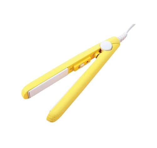 Mini plancha y rizador cerámico 2 en 1 portátil amarillo miniatura 1