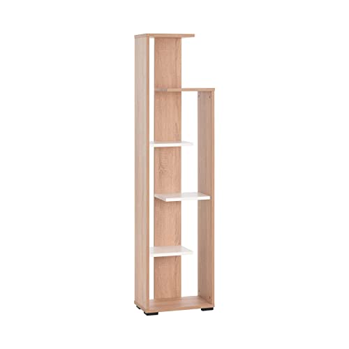 MyosHome - Estanteria de 5 Baldas, Libreria para Salon, Comedor, Roble Sonoma Blanco (42 x 27 x 163) Toronto