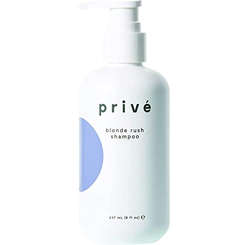 PrivÃ© Blonde Rush Shampoo â€“ Purple Shampoo for Blonde Hair â€“ No Yellow, Brass Off, Damage Repair, for Natural Highlighted Bleached Blondes â€“ Smoothing Toning Blue Shampoo for Brassy Hair (8oz)