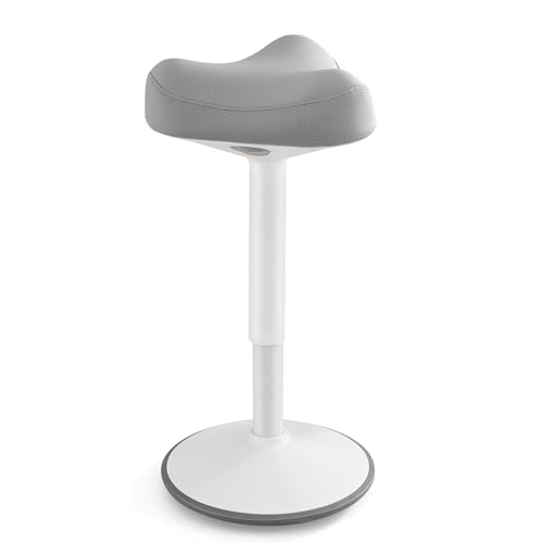 SONGMICS Ergonomic Wobble Stool, Height Adjustable Standing Desk Stool 23.3-33.1 Inches, Swivel Balance Chair with Non-Slip Base, Saddle Seat, for Active Sitting, Office, Home, Dove Gray UOS