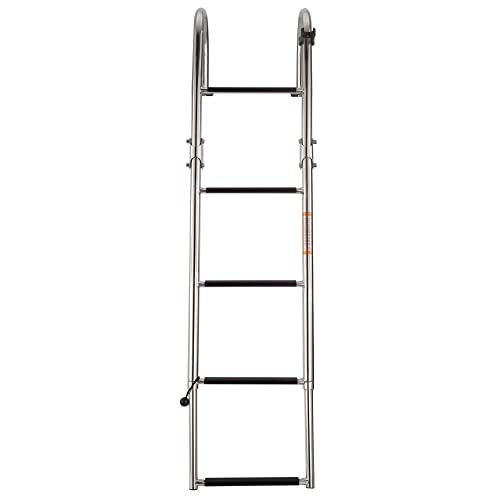 Recpro Marine Pontoon Boat Heavy Duty 5 Step Telescoping Rear Entry Ladder Ssl-Bck-T3L #TOP1