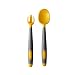 Zeaye utensili bambino cucchiaio set forchetta con case sicure Babies alimentazione infantile cucchiaio Formazione resistente al calore morbido auto-alimentazione flessibile cucchiaio (2Giallo-grigio)