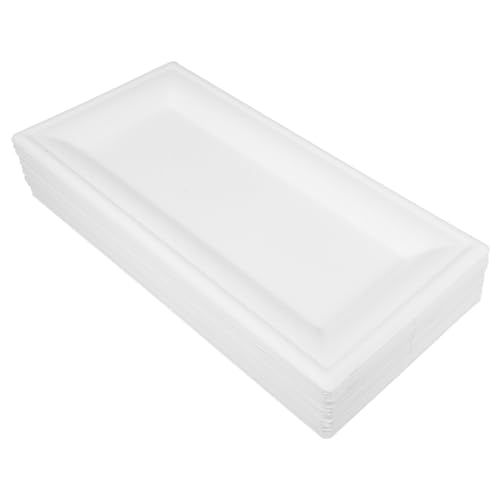 WEKADRIN 50 piezas Platos de Papel Rectangulares Desechables Unidades Resistentes Microondas para Cumpleaños Fiestas Reuniones y Postres