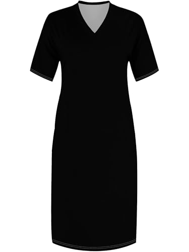 Image of SUZONANA Black Plus Size Maxi Dresses for Women Short Sleeve Summer T-Shirts Casual Dress Sundress with Pockets 3XL