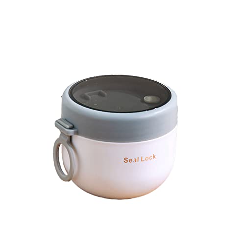 Jinmoioy スープジャー 600ml 丼型 ステンレス鋼 広口 スプーン付き ランチスープジャー 保温弁当箱 スープコンテナー ランチジャー 弁当箱 電子レンジ対応 お手入れ簡単 オシャレ スープ 味噌汁 ピクニック 部活用 (ホワイト)