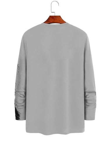 Men's Long Sleeve Basic Top Fashion Lion Pattern Round Neck T Shirt Round Neck Red2