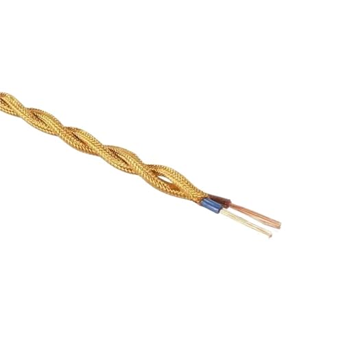 3-100pcs 18 AWG 2-Conductor Cable | Hemp Rope Braided Vintage Lamp Cord for Retro DIY(Dark gold,50m)