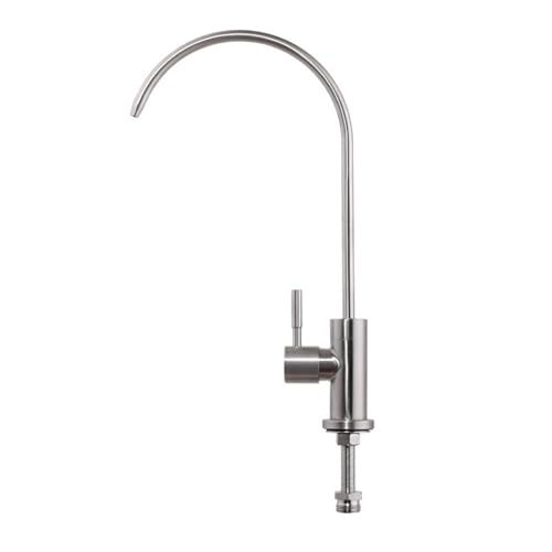 Grifo de cocina para agua de beber con toma de 1/4 de acero inoxidable y caño giratorio alto