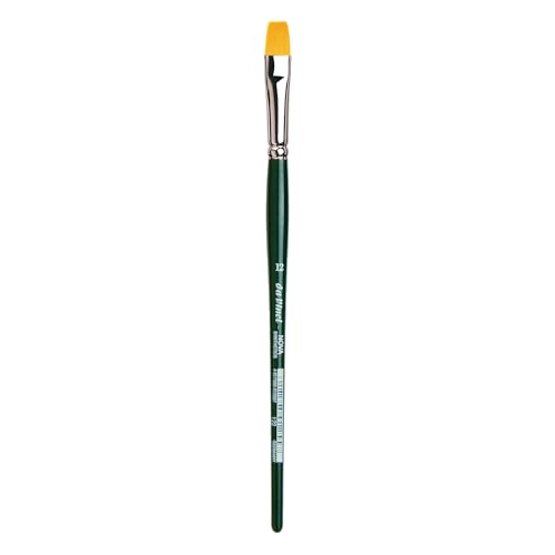 da Vinci, NOVA manico corto, pennello per hobby, fibre sintetiche color oro, acrilico, acquerello e olio, per vetro, carta e tela, manici lucidati verdi, vegano, Made in Germany, piatto, misura 12