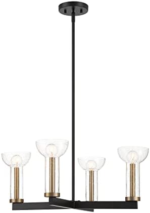 DESIGNERS FOUNTAIN Nova 4 Light Chandelier, 25 inch Ceiling Fixture for Kitchen, Dining Room, Bedroom, and Living Room, Matte Black, D283C-4CH-MB