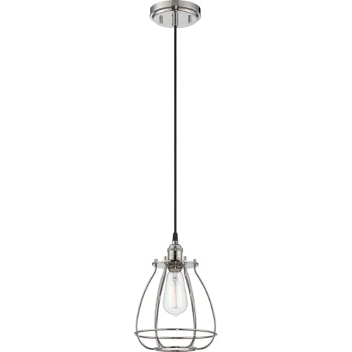 Image of Nuvo Lighting 60 /5401 Vintage Incandescent One Light Pendant Closed Cage Narrow Opening Polished Nickel