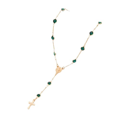 GUYOSWXNM Elegante collar de cruz de cristal azul en tono dorado para mujer - Elegante y ajustable para ocasiones diarias y especiales (styleC)