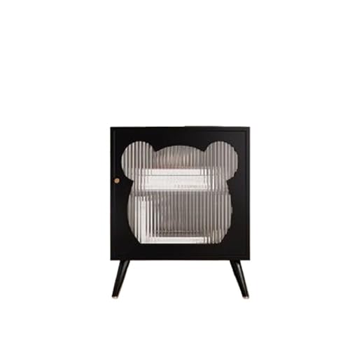 Table de chevet créative noire avec espace nuit et rangement intérieur
