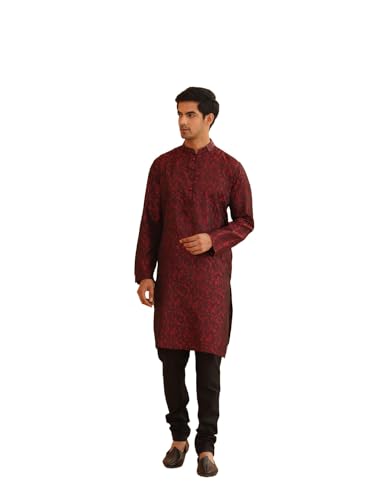 Image of SOJANYA (Since 1958 Men's Silk Blend Kurta & Black Churidar Pyjama Set