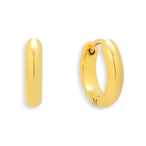 WATERPROOF Gold or Silver Plated Stainless Steel Smooth Curve Hoop Earrings