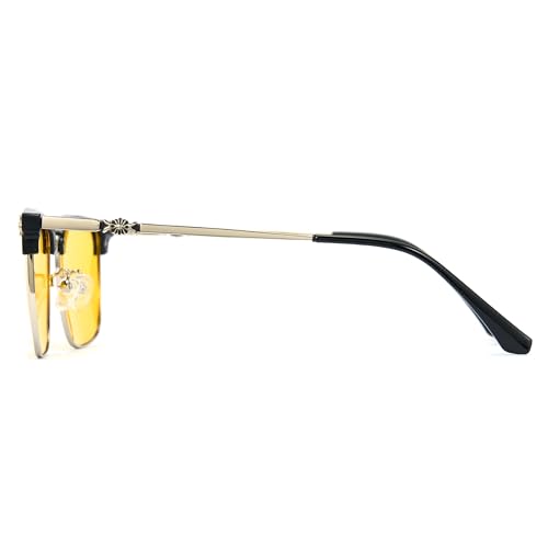 Image of Cyxus Retro Blue Light Glasses Men - Square TR90 Metal Blowline Frame Stylish Trendy for Computer Daily Work 8252