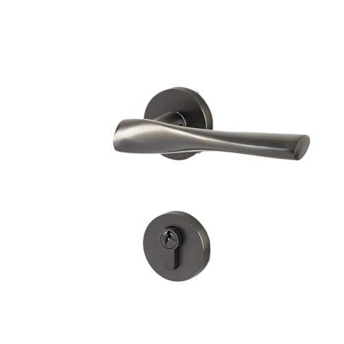 OYUXICWD All Copper Split Door Lock Pure Copper Bedroom Wooden Door Lock Magnetic Silent Indoor Door Lock Door Handle(Galaxy Gray Magnetic)