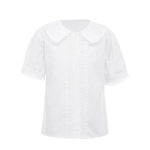 DINORMIN Big Girl's Turn-Down Collar Classic Tee School Uniforms Summer Clothes Oxford Shirt2