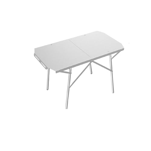 Mesa de camping portátil de acero inoxidable, plegable, resistente al calor, ligera, para barbacoa, jardín, campamento y actividades de ocio