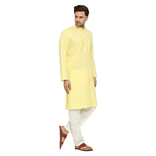 Image of ITOS365 Men Cotton Blend Kurta Pyjama Set Party Fashion Regular Ethinic Wear Indian Dress Gift for Men