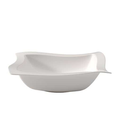 Villeroy & Boch NewWave Schüssel, Schale für Salate und Beilagen, eckige Form, Premium Porzellan, spülmaschinen- und mikrowellengeeignet, weiß, 33 cm