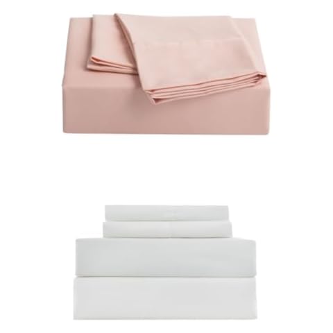 Mohap Bed Sheet Set 4 Piece Full Pink + White Cover