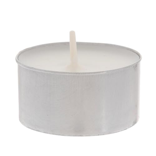 Hobby Lobby Unscented Tea Light Candles, 50 Count, 6-Hour Burn Time, 1.5 x 0.75 inches, Silver Metal Cups