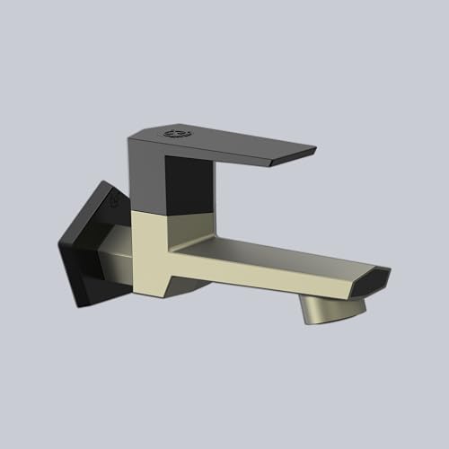 Image of RN PTMT Long Body Bib Cock for Bathroom | 15mm Long Body Foam Flow Water Tap with Flange | Luxury G20 Collection Faucet | High-Grade Engineering Polymer Tap (Graphite Black Dual, Pack of 1)