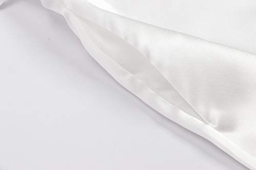 Feelia Women's Pure Kimono Robe Short Satin Bathrobe Bridesmaid Bride Sleepwear White - Thumbnail 4