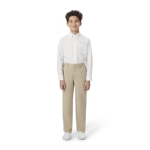 Image of French Toast Boys' Adjustable Waist Relaxed Fit Twill Pant | school uniform pants, no need to iron, double knees for durability, typically fit boys ages 2-14