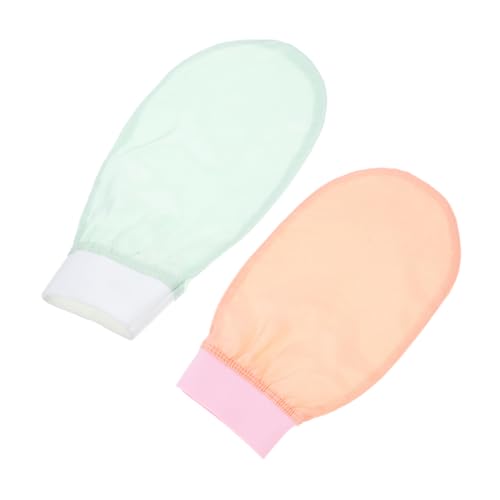 FRCOLOR Guantes Exfoliantes de Seda para Ducha de Manoplas Exfoliantes Guantes de Baño y Reutilizables para Limpieza Profunda Colores y Rosa