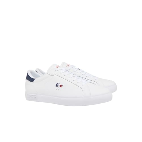 Opiniones de Lacoste Rouge más recomendados. 44 Lacoste Powercourt - Tenis para Hombre, Blanco, Azul Marino y Rojo, 27