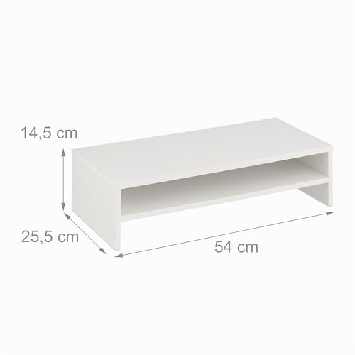 Support moniteur blanc pour écran PC rehausseur de bureau moderne avec étagère