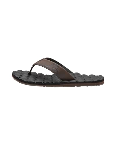 Image of Volcom Men's Recliner Sandals - Water-Friendly Flip Flops with Recliner Comfort Foam Footbed, Black Combo, 10