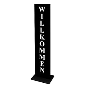 tradeNX “Willkommen-Ständer schwarz – Dekoratives Schild für den Hauseingang & Garten beschichtet