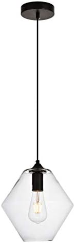 Placido 10.8 Inch 1-Light Pendant in Black & Clear