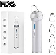 Romeker Facial Vacuum Pore Cleaner Blackheads/Whiteheads/Acne/Comedo Suction Remover with 4 Heads, Strong Suction, Rechargeable