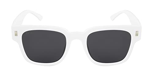 Image of Ted Smith Men's Women's UV Protection Grey Lens White Square Sunglasses