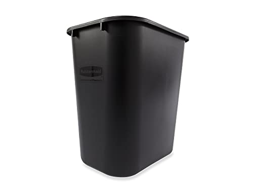 Image of Rubbermaid Commercial Products Resin Wastebasket /Trash Can, 7-Gallon /28-Quart, Black, Plastic, for Bedroom /Bathroom /Office, Fits Under Desk /Sink /Cabinet