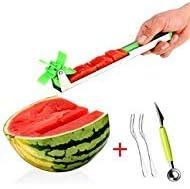 Watermelon Slicer Cutter Kitchen Gadgets, Watermelon Windmill Cutter Slicer, Stainless Steel Melon Knife Corer, Must-Have Kitchen Gadgets Vegetable Tools with Melon Baller & Small Fruits Forks (4-in-1