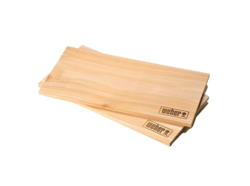 Weber Zendernholz Räucherbretter - Mittel (30 x 15cm), 2er Pack, süßes, mildes Aroma, ideal für Käse, Gemüse, Fisch und Geflügel, aus natürlichen Holzarten (17522)