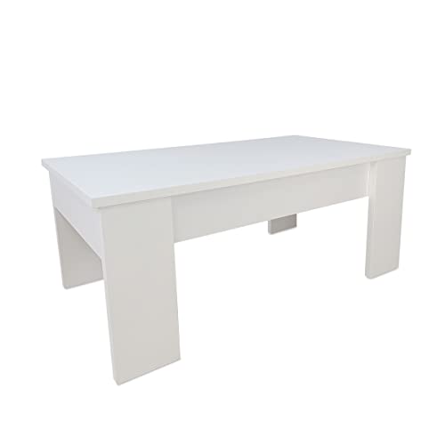 Table de salon convertible et relevable blanche pour gagner de l'espace - 2