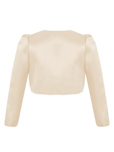 Girls' Long Sleeve Stain Bolero Cardigans Jacket Cover Up Solid Color Fully Lined Shrug Crop Top2