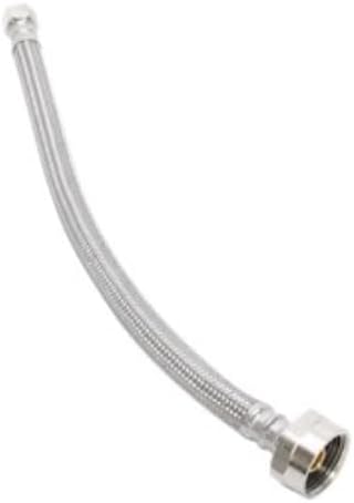 Four Pack - Braided Stainless Steel 16" Toilet Supply Line, 3/8" OD x 7/8" x 16" Long, Flexible Water Connector Hose with brass nuts on both ends. Flexible toilet connector with metal ends