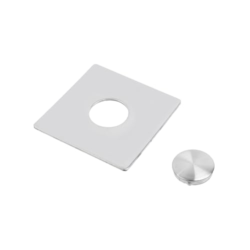 Oedema 1 Pcs 3.5 Inch Square Stainless Steel Shower Arm Flange Rectangle Escutcheon Plate Shower Faucet Cover Plate for Bathroom, Balcony and Kitchen(Bright Silver)
