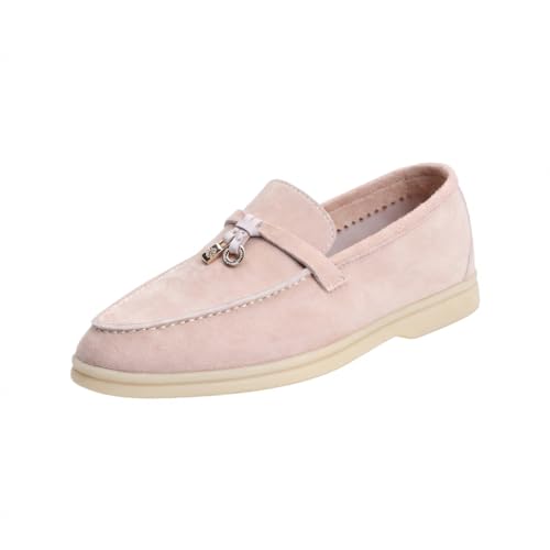 Image of Women's Summer Charms Suede Loafers - Premium Sheepskin Unlined Upper,Classic or Styles with Metal Detail for Casual, Office, Travel & All Day Wear