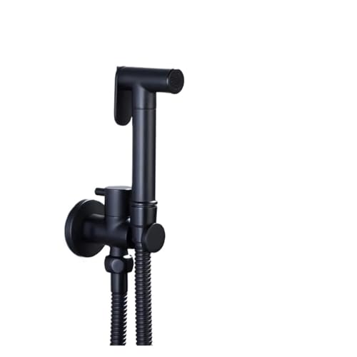 TTDGYYXW Juego de pistola rociadora para bidé de inodoro montado en la pared - Grifo de latón de metal cromado/negro/gris con manguera de PVC SS con resorte para baño - Alta presión, fácil instalación